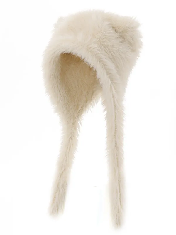 Autumn And Winter Online Influencer Cute Plush Bear Hat Thickened Warm Beige - Shop at LoveMi