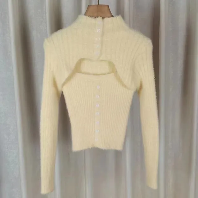 Half Turtleneck Imitation Mink Sweater Bottoming Shirt Sweater Women's Short Top Apricot - Shop at LoveMi