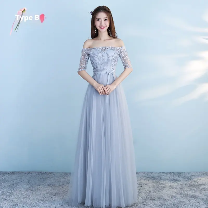 Long Bridesmaid Blue Wedding Dress Girlfriends Party