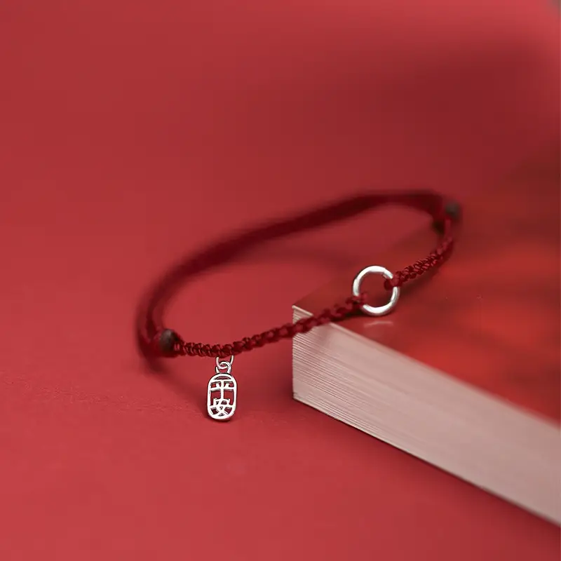 Women's S925 Sterling Silver Pendant For Safety Red Rope Bracelet