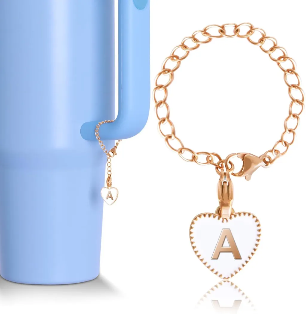 Love Alloy Oil Drop Letter Pendant Water Bottle Handle Decorative Accessories - White Love Heart