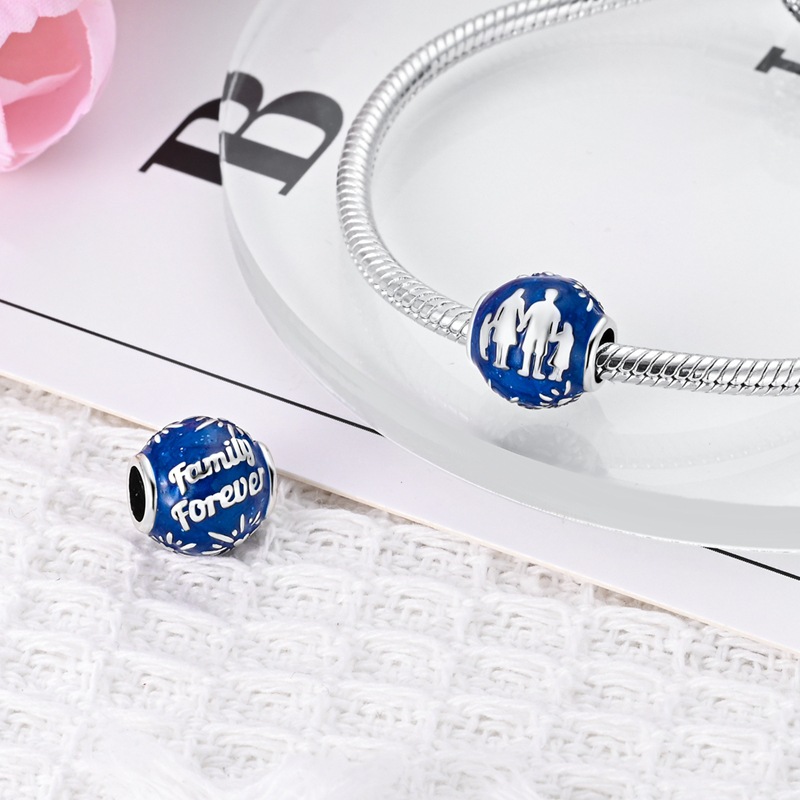 Silver-plated Copper Love Beads For A Happy Family DIY Loose Heart-shaped Beads For Jewelry Making