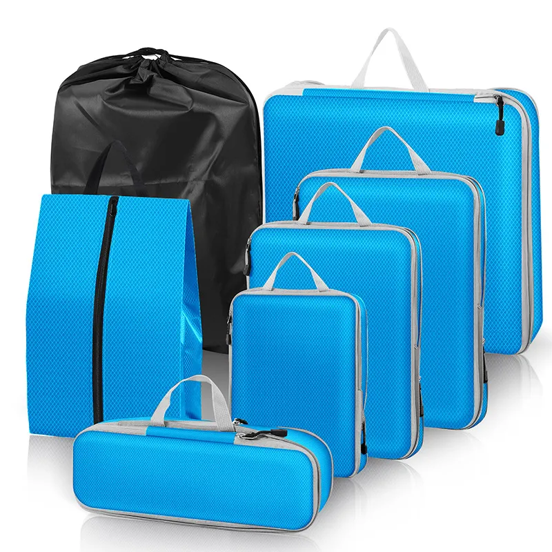 Compressed Storage Bag Suit Waterproof Hand Holding Foldable - Sky Blue