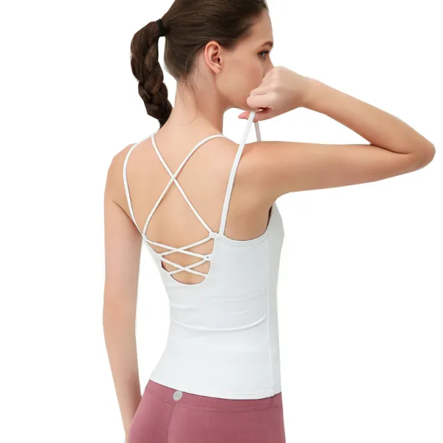 Yoga Straps Top For Women Beauty Back Cross High Elastic Quick drying White - Shop at LoveMi
