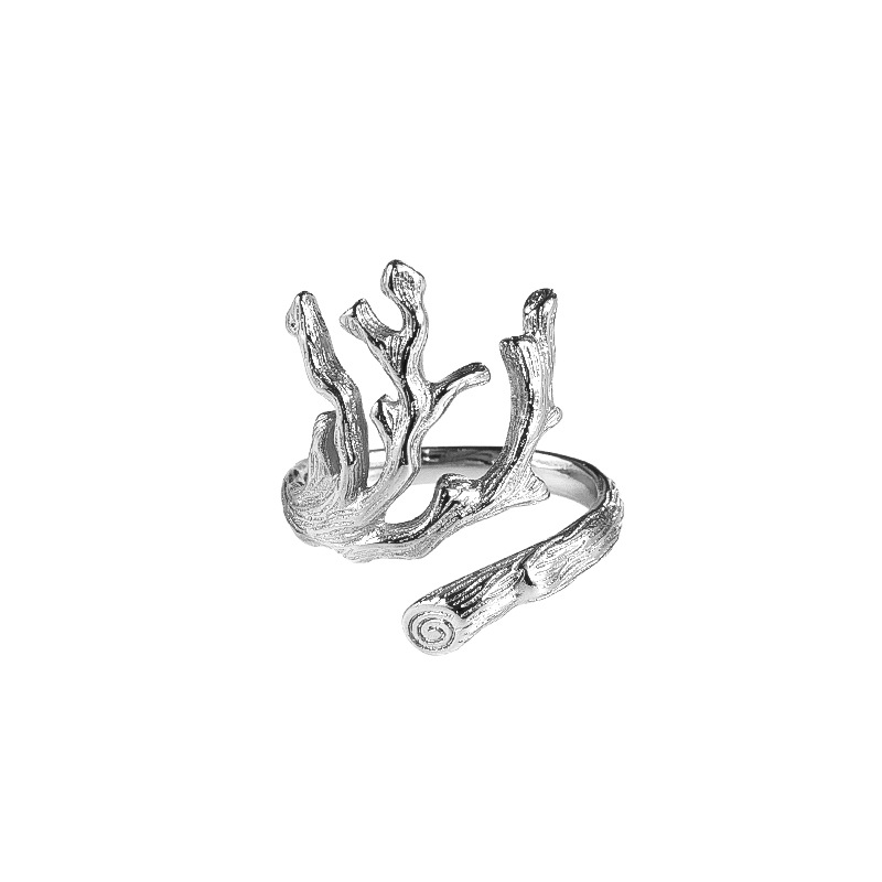 Branch Lava Texture Silver Ring