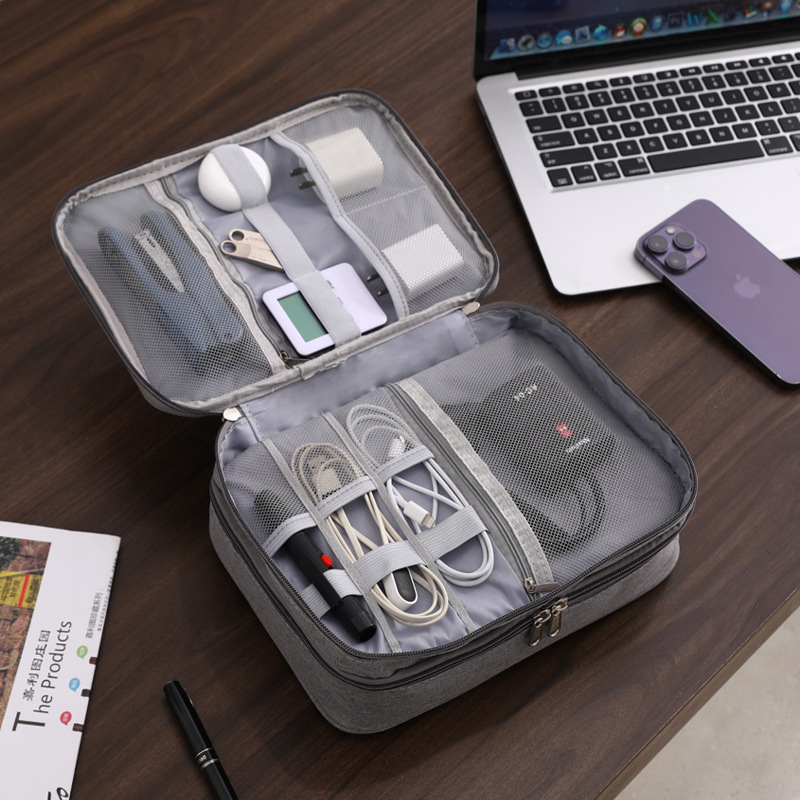 Three-layer Cable Organizer Bag Multi-functional And Waterproof Oxford Fabric