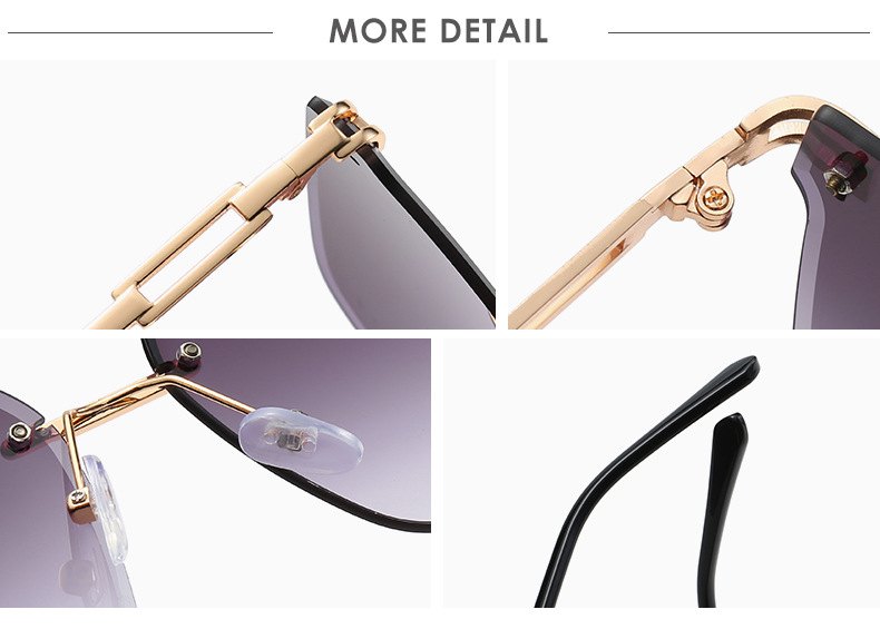 Frameless Trimming Sunglasses Metal Hollow Gradient Color Sunglasses - Image 7
