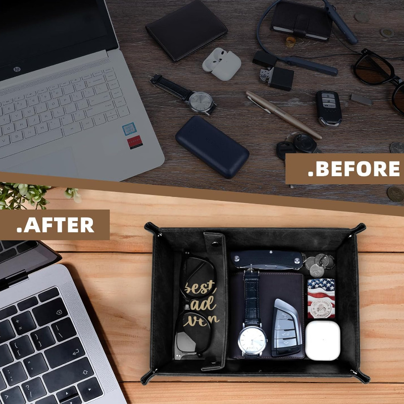 PU Leather Key Tray Fathers Day Gift Decorative Tray