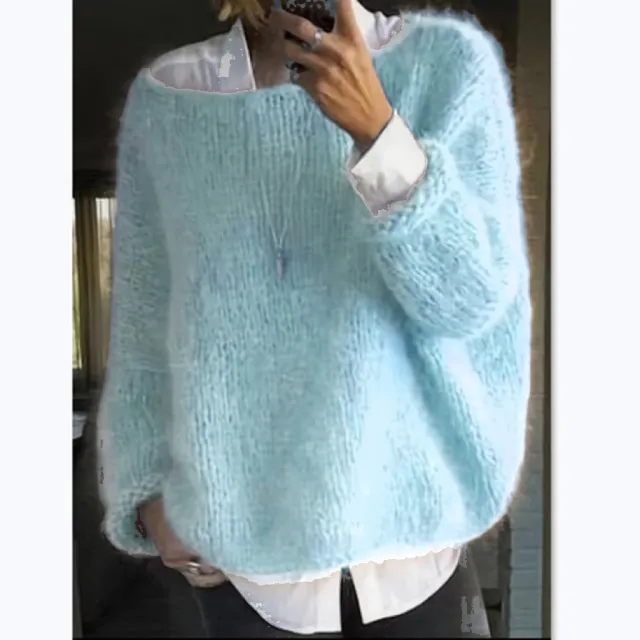 Women's Autumn And Winter Knitting Top Sweater Light Blue - Shop at LoveMi