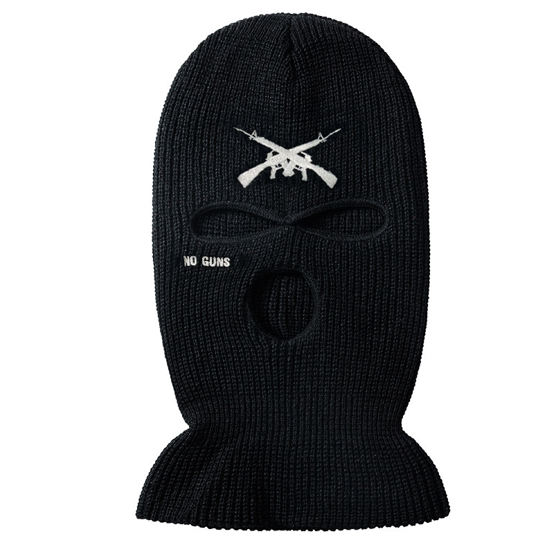 Men's Embroidered Three-hole Knitted Hat