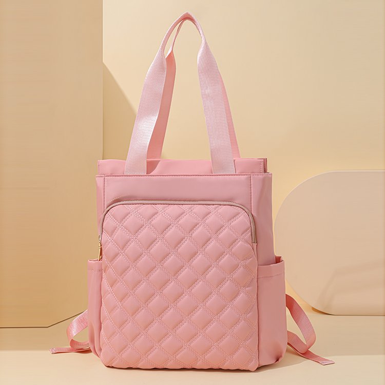 Stylish Casual Dual-handle Backpack With Embroidered Diamond-pattern Designversatile And Perfect For Everyday Use For Women