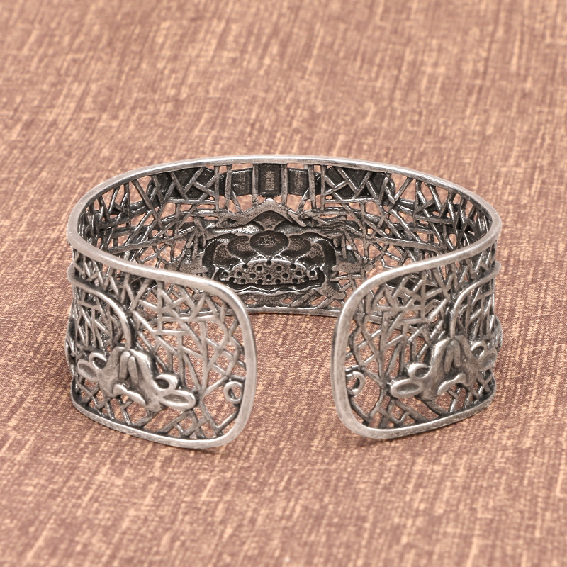 Brass Lotus Wide Brim Bracelet, picture 4 of 5