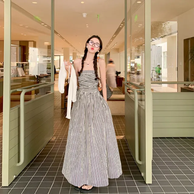 Tube Top Contrast Color Striped Shirt Dress Women's Summer Stripes - Shop at LoveMi