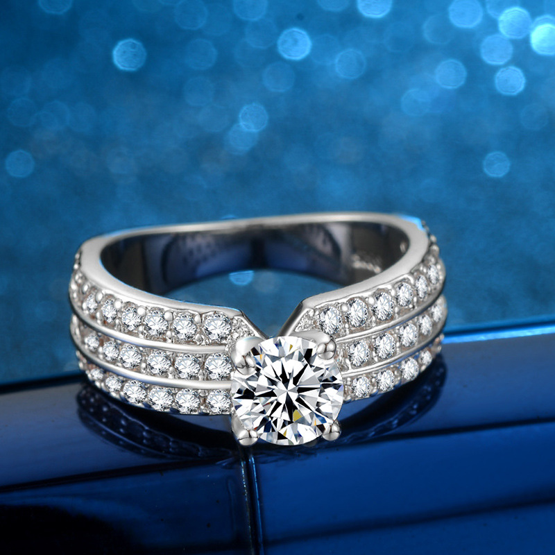 European And American Fashion Exaggerated Micro-inlaid Zircon Ring