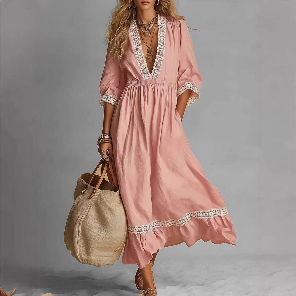 Bohemian Beach Lace Patchwork Dress From Western Bohemia