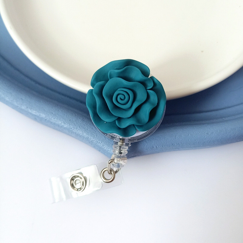 Resin Flower Employee ID Lanyard Clip With Adjustable Buckle