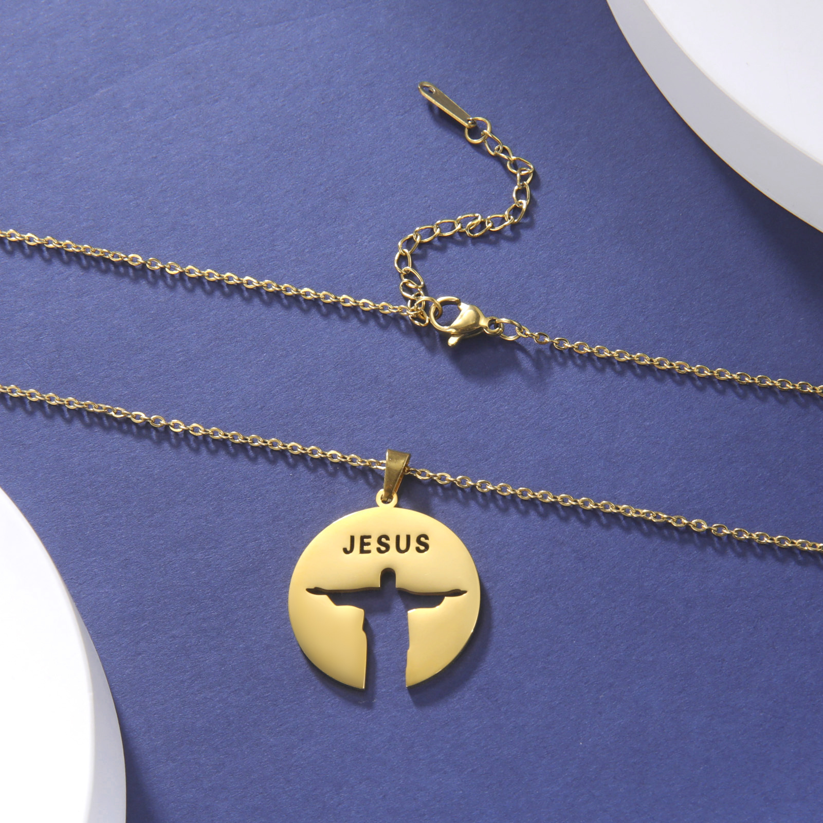 Personalized Silhouette Hollow Text JESUS Pendant