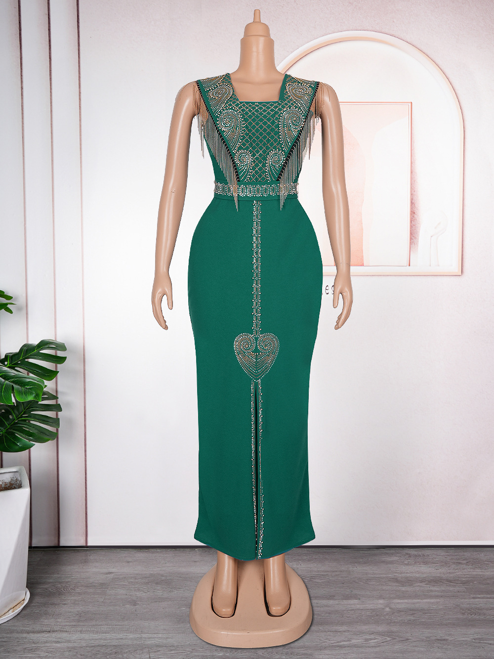 Fashion V-neck Dress African Plus Size Hip Bag