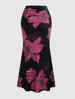 A- Line Skirt Leisure Vacation Long Women's Clothing - Glittering Powder - View 1