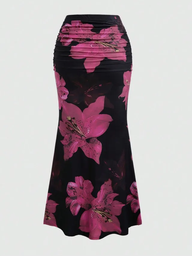 A Line Skirt Leisure Vacation Long Women's Clothing Glittering Powder - Shop at LoveMi