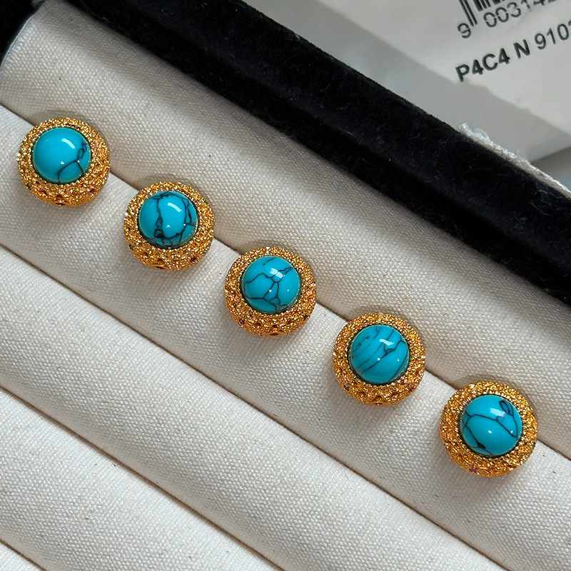 Turquoise Stud Earrings Vintage Ear Accessories