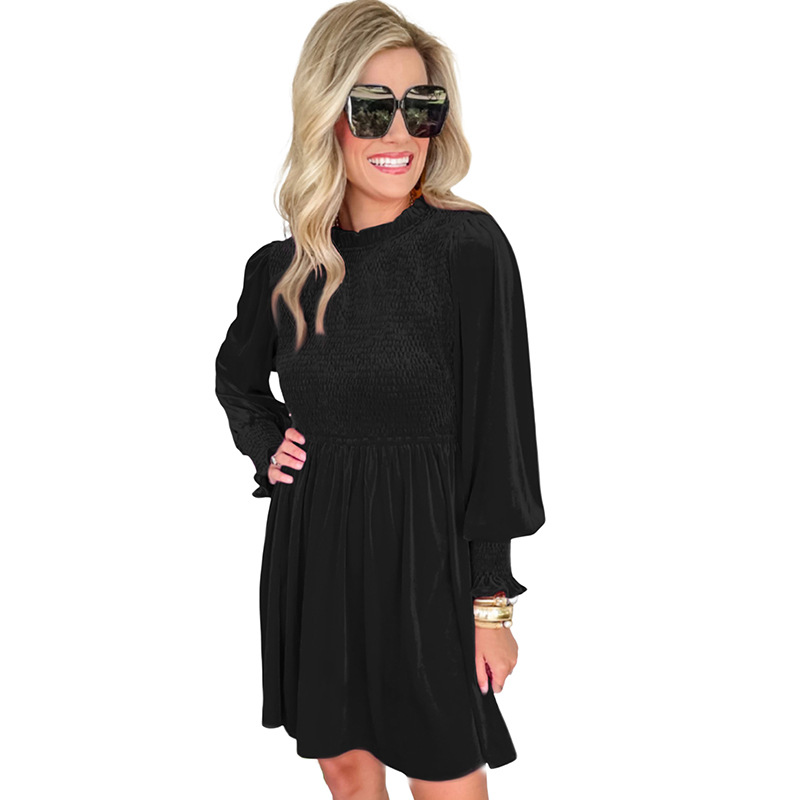 Velvet Smocking Long Sleeve Dress, picture 4 of 11