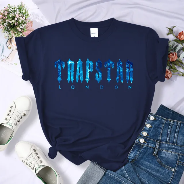 Women's Fashion Casual Letter Print Short Sleeve Blue - Shop at LoveMi