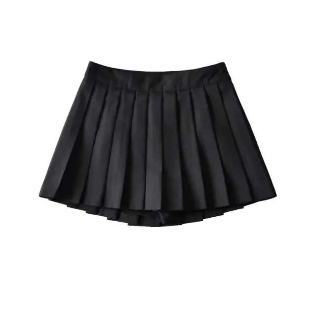 Girl's Pleated Skirt Women's Summer Short Skirt Korean Style High Waist Suit Draping Anti exposure A Line Skirt Black - Shop at LoveMi