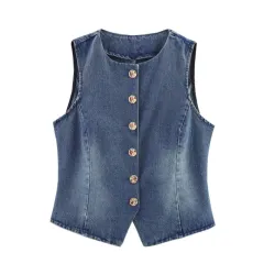 European And American Style Fashion Denim Vest - Blue - View 1