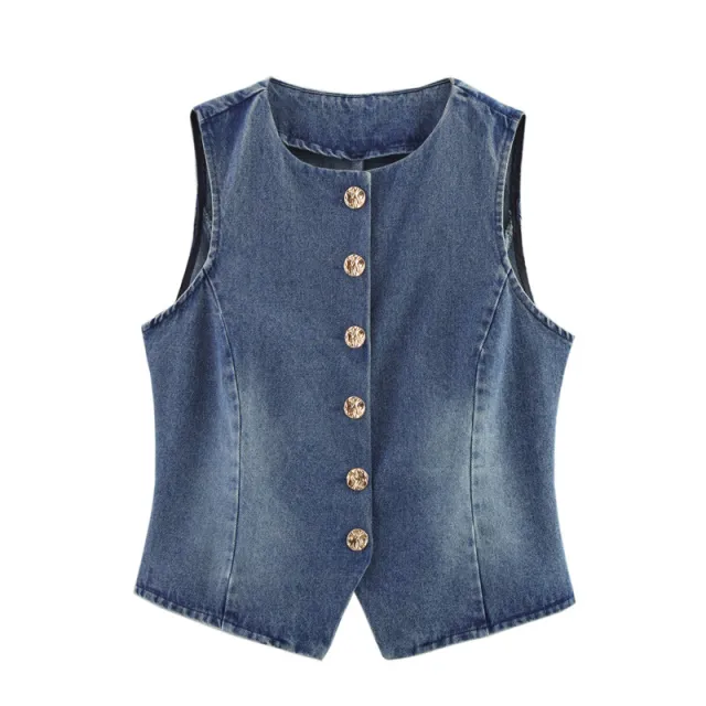 European And American Style Fashion Denim Vest Blue - Shop at LoveMi