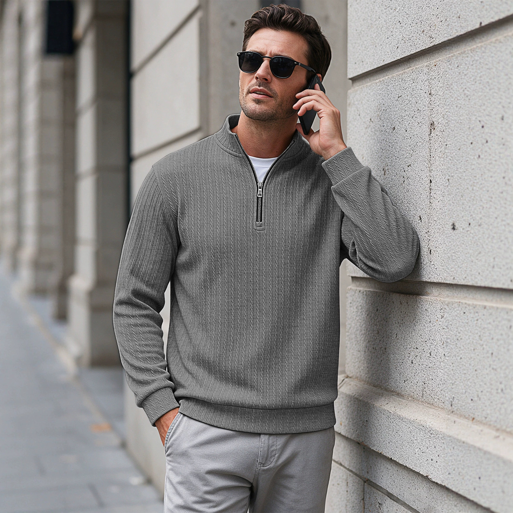 Men's Pullover Long-sleeve Knit Sweater