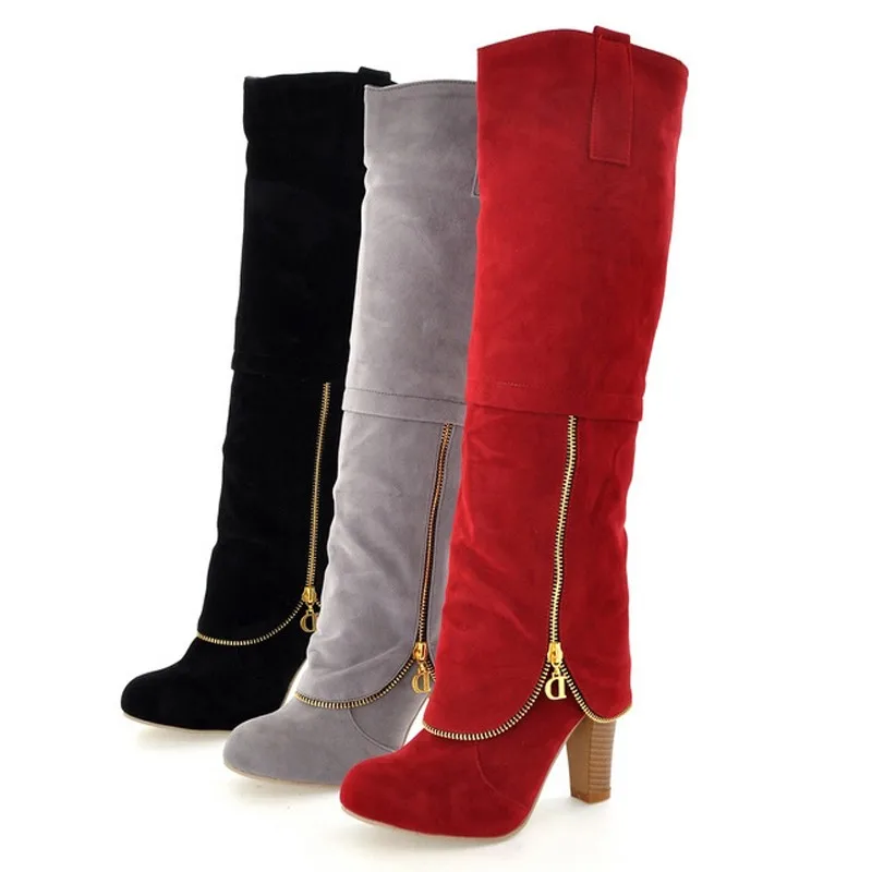 Title 12, Suede frosted womens boots with thick high hee...