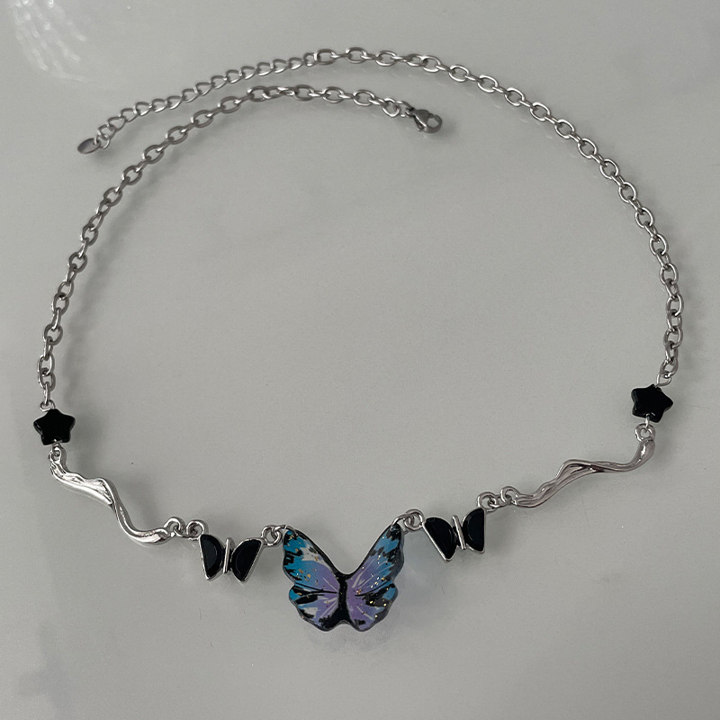 Blue Butterfly Stitching XINGX Necklace For Women Light Luxury