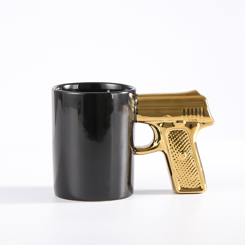 Black Cup Gold Handle