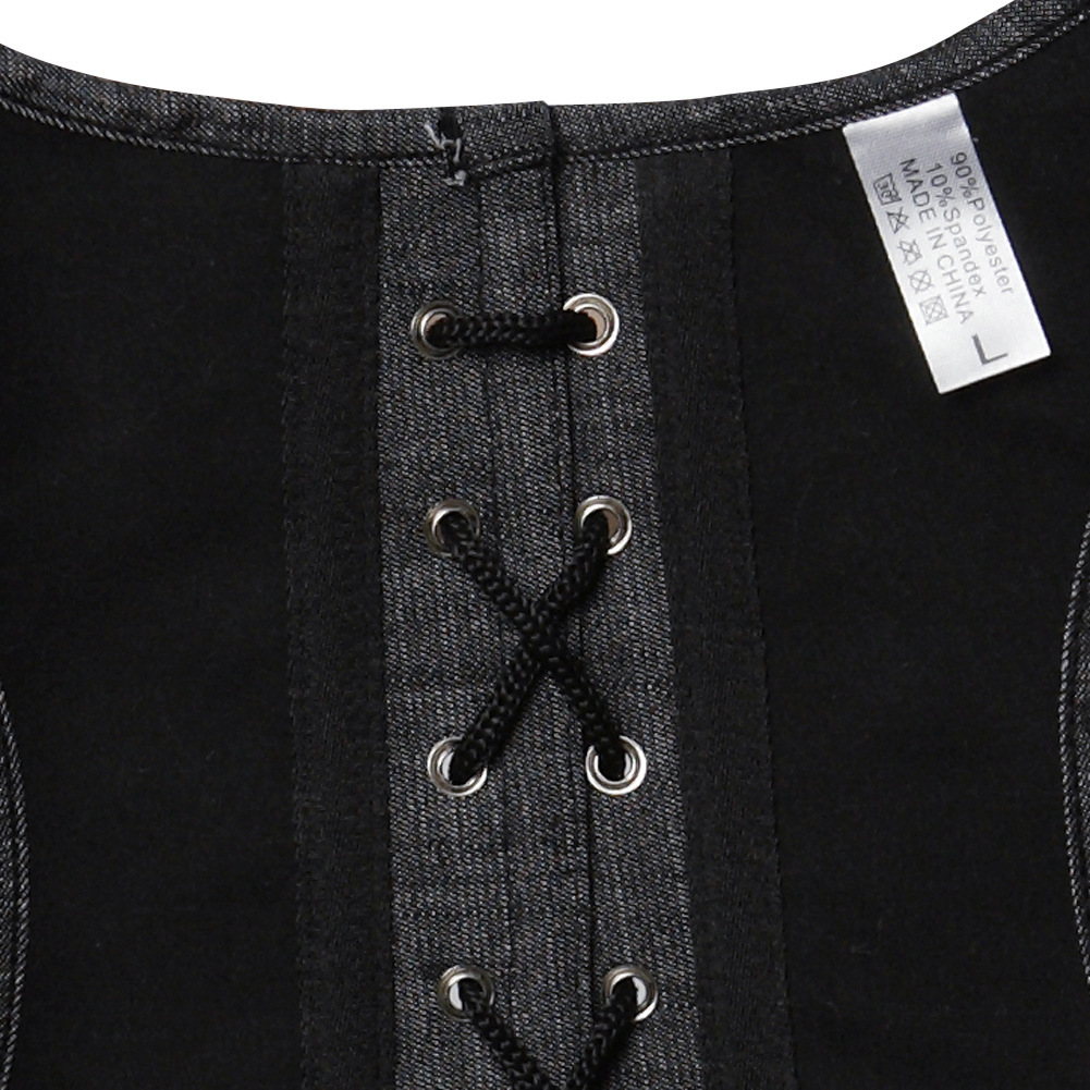 Simple Fashion Gray Denim Court Body Shaping Top