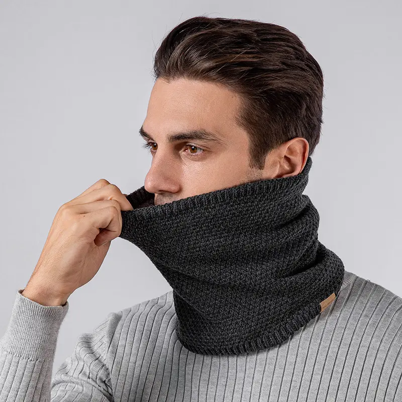 Plain Knitted Scarf Outdoor Velvet Padded Suit