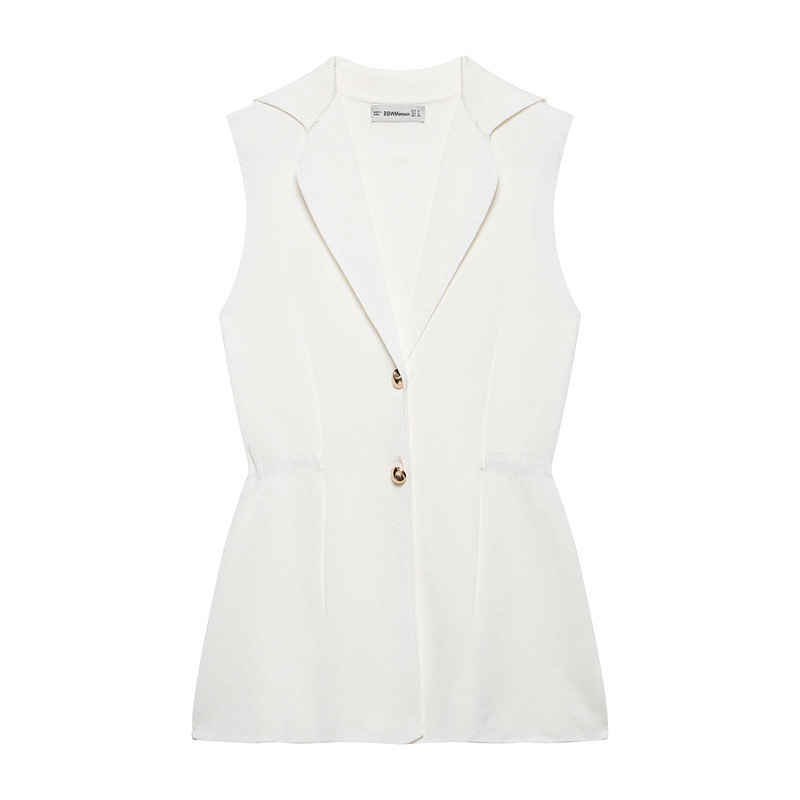 French Design Knitted Vest V-neck