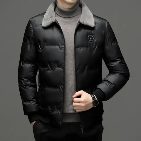 Men's Cotton-padded Jacket Winter Fur Collar Coat Casual