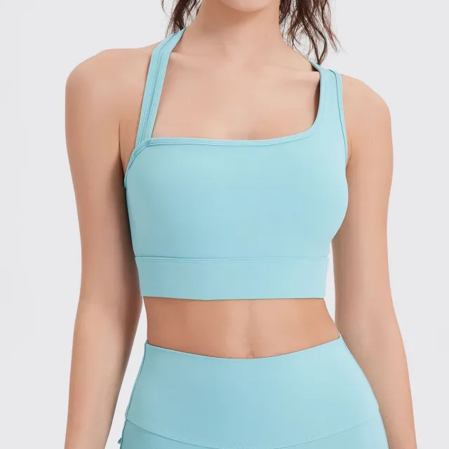 Lycra Sports Underwear Nude Feel Beauty Back Yoga Vest Blue - Shop at LoveMi