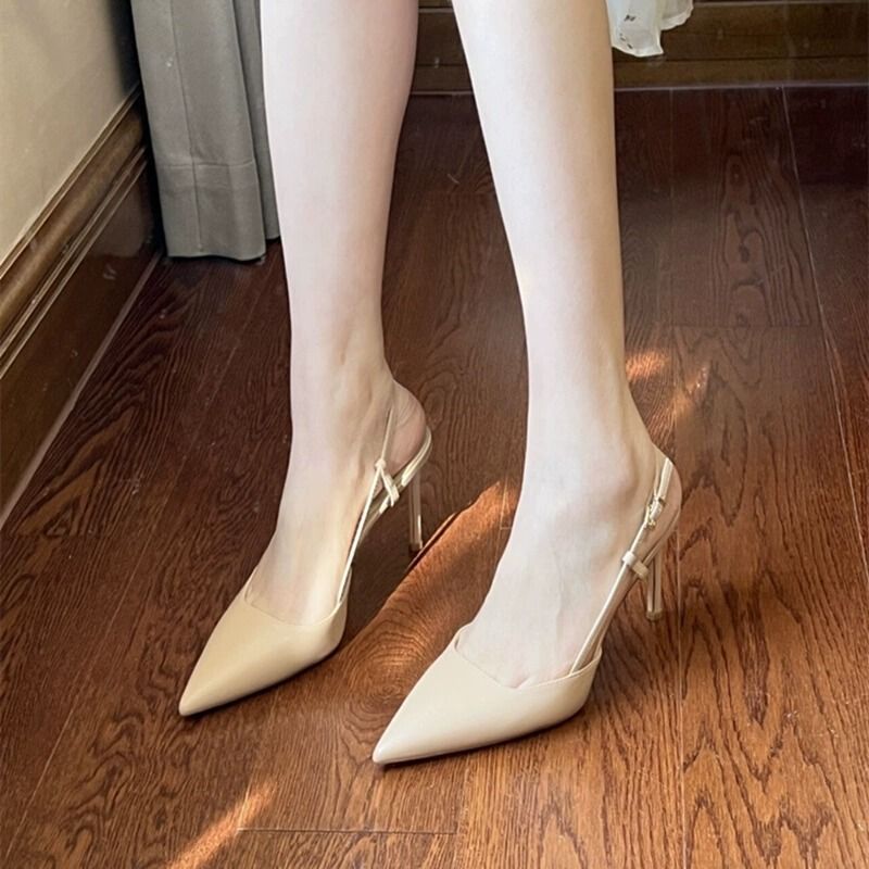 Women's Stiletto Heels Nude Color Ankle Strap – Sarah Express