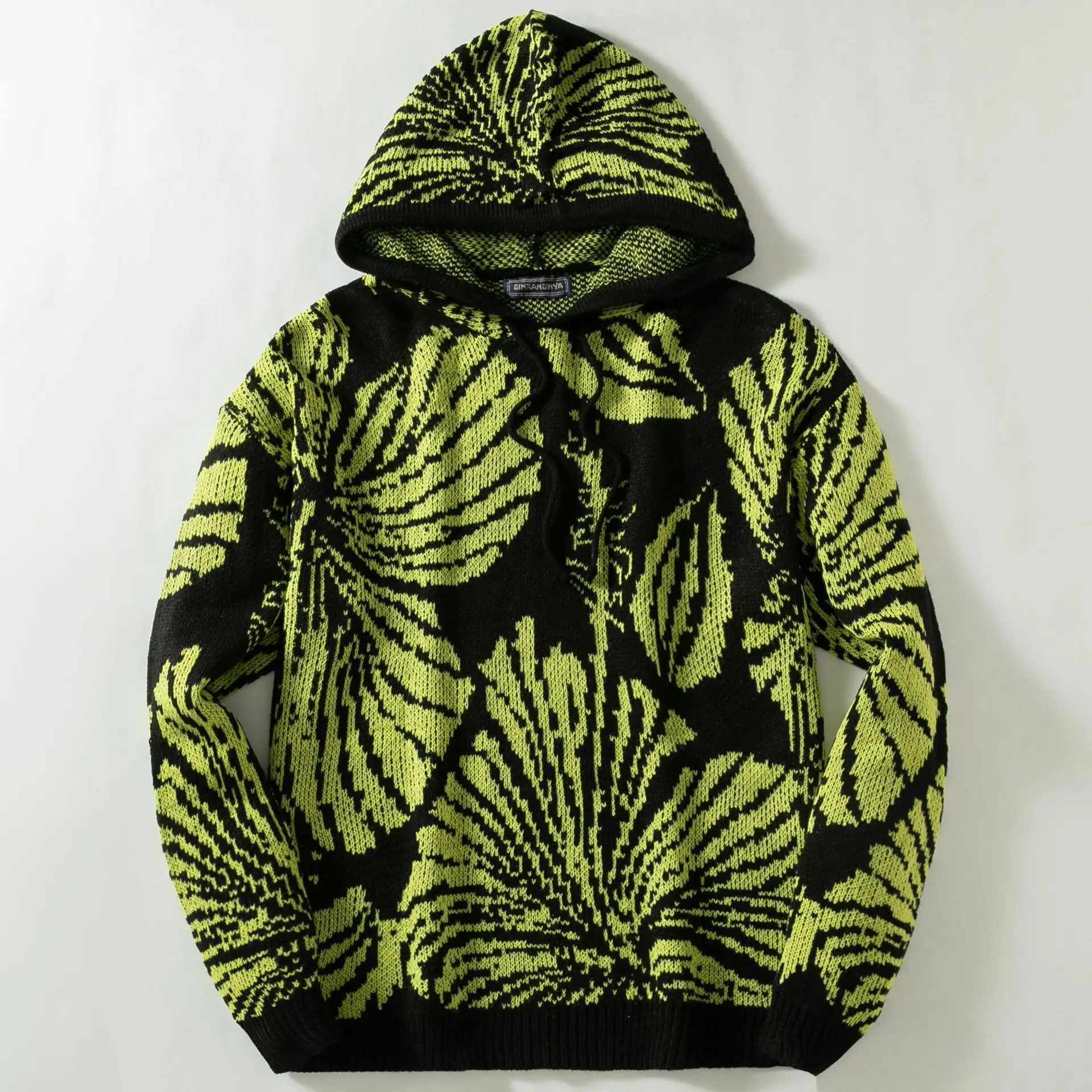 New Autumn Winter Mens Jacquard Hooded Knitted