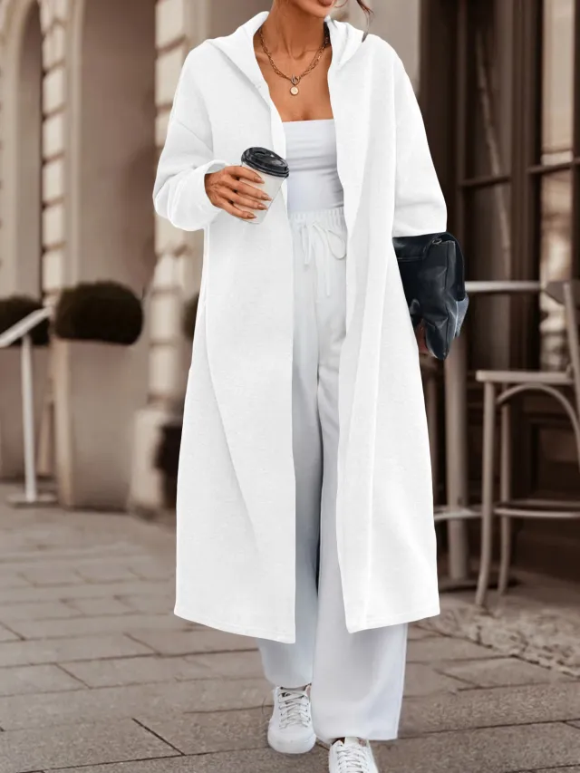 Women's Leisure Commute Long Cardigan Jacket White - Shop at LoveMi