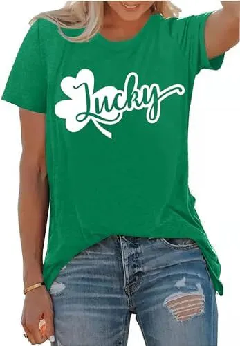 Patricks Day Shirts For Women Irish Shamrock Tshirts Gra 2Green - Shop at LoveMi