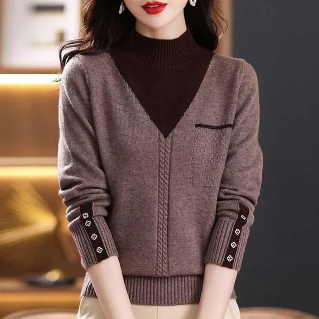 Style Versatile Slimming Knitted Bottoming Shirt Brown - Shop at LoveMi