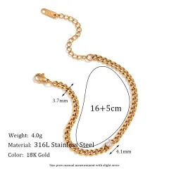 Simple Stainless Steel 18K Gold Plating Zircon Chain Bracelet - 3.7Grinding Chain Circle - View 1