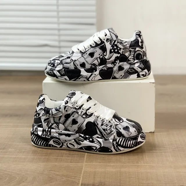 Hand painted Shoes Women's Platform Casual Shoes Painted Sports Black - Shop at LoveMi