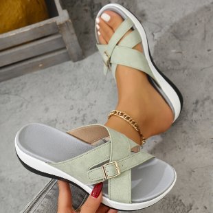 Womens Thick-soled Wedge Peep-toe Sandals — photo 1