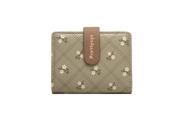 Women's Soft Printed Buckle Folding Small Wallet Multiple Card Slots Integrated Card Holder Green - Shop at LoveMi