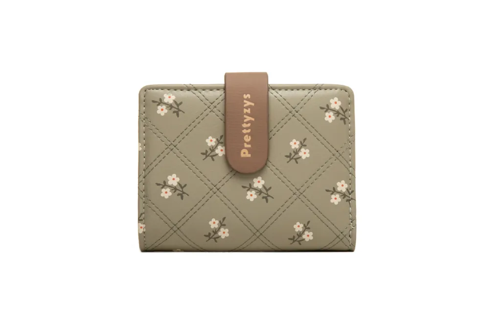 Women's Soft Printed Buckle Folding Small Wallet Multiple Card Slots Integrated Card Holder - Green