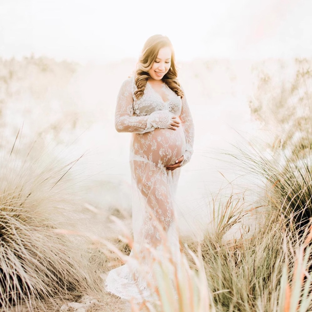 Lace See Through Maternity Dress